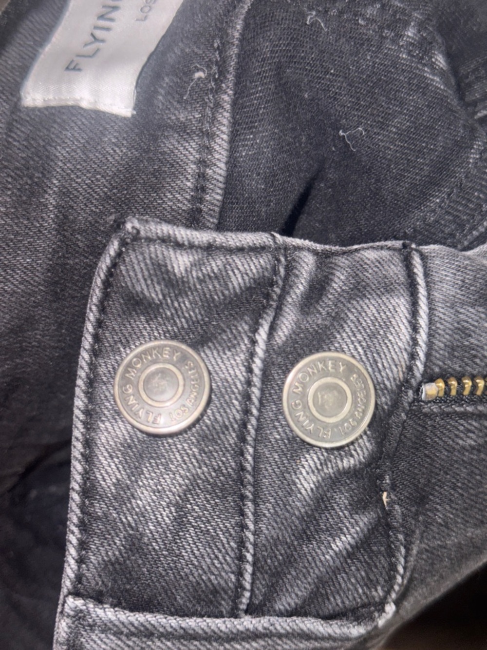 Flying Monkey High-Rise Women's Black Jeans with Branded Buttons